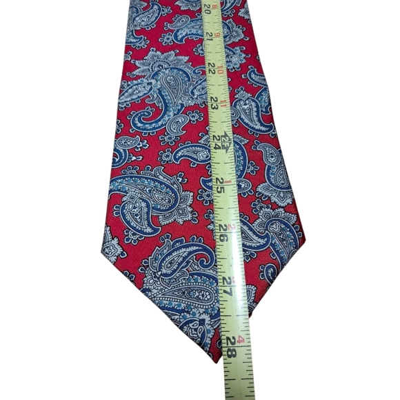 Claybrooke‎ 100% silk paisley necktie in red and blue, made in the USA 56" - Picture 4 of 5